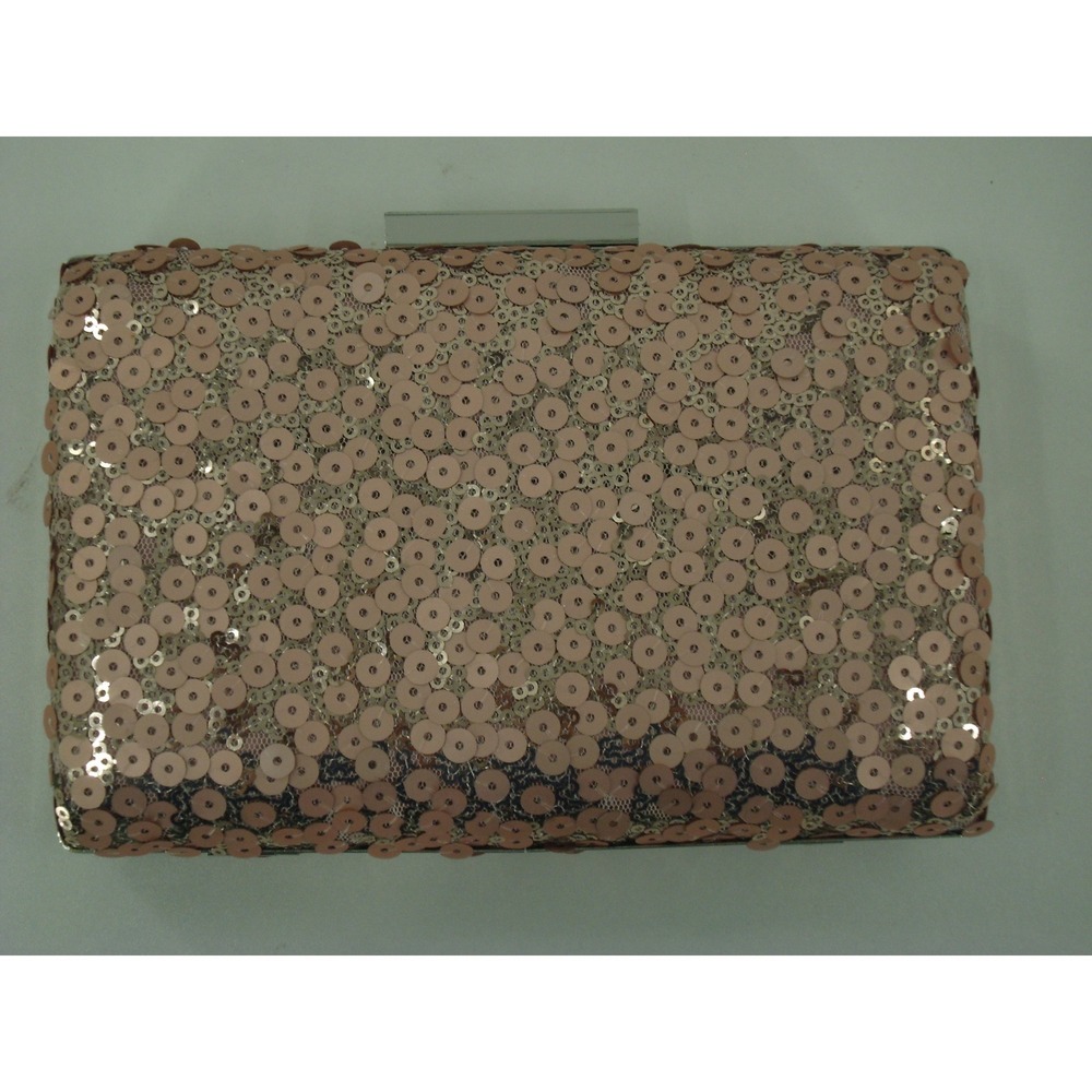 Antonio‎ Melani Rose Gold Sequin Box Clutch with Chain Strap Wedding Coquette
